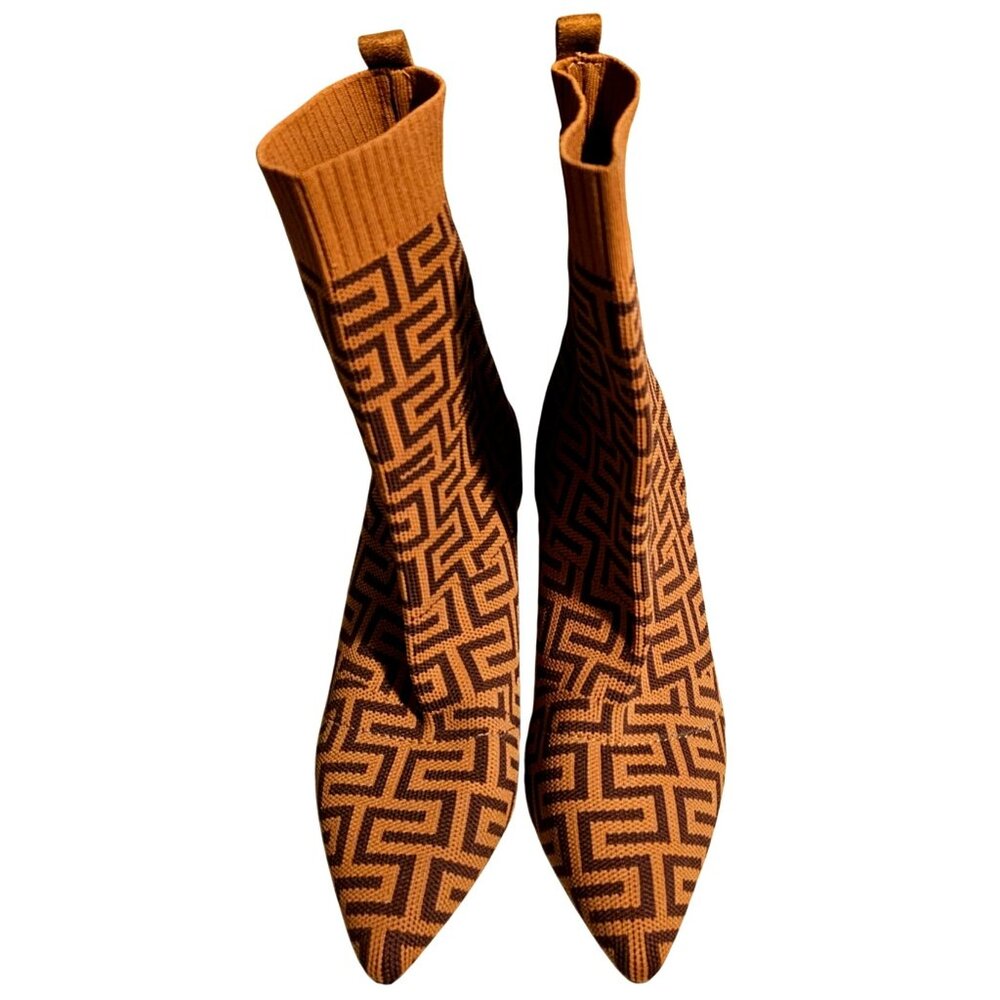 CATHERINE Catherine Malandrino Geometric Patterned Knit Stiletto Sock Boots Wome - Picture 2 of 10
